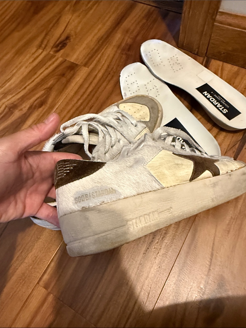 Golden Goose Style White and Brown Platform Women’s Sneakers